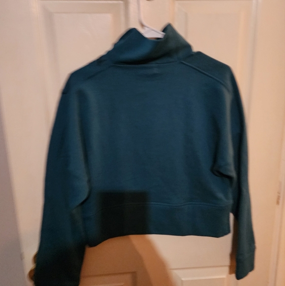 Juicy Couture Cropped Funnel Neck Sweatshirt, Teal Small - Picture 3 of 3
